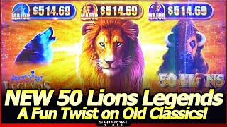 50 Lions Legends Edition Slot Machine - FIRST LOOK at NEW Aristocrat Legends, Live Play and Bonus!