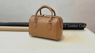 Making LEATHER HANDMADE BOSTON BAG || ASMR