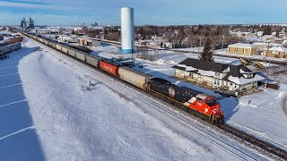 Retro Logo CN 3331 leading G 80852 07 on CN's Wainwright Sub - Edmonton to Kinsella