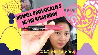 RIMMEL PROVOCALIPS 16HR KISS PROOF,  LIP COLOR REVIEW!