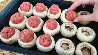 I don't fry mushrooms anymore! Everyone who tries these mushrooms with meat filling asks for more