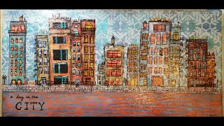 A Day in the City Mixed Media Canvas