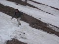 adam playing in the snow on lineham ridge