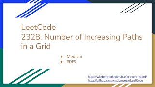 【每日一题】LeetCode 2328. Number of Increasing Paths in a Grid