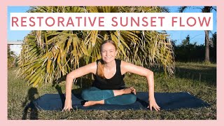 Restorative Sunset Yoga Flow | No Props | Perfect to do after a long day or week