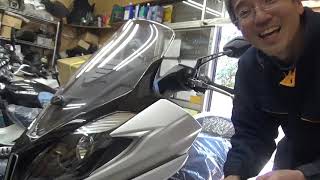 バイク屋の日常。KYMCO ダウンタウン125i ABSの納車前点検です。