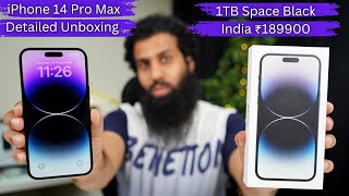 iPhone 14 Pro Max Space Black 1TB Detailed Unboxing in Hindi Indian Unit
