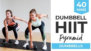 40-Minute Dumbbell HIIT Workout At Home (Intense, Full Body Pyramid Workout)