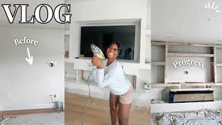 VLOG 78| Decorating my new house + Installing my CUSTOM Media Wall+ Living room decor+ Night shift*