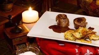 Aiguillettes de canard fourrées au foie gras et pommes de terre sarladaises