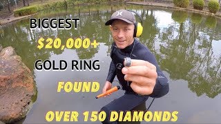 Found Biggest Gold Diamond Ring Ever! DEADLY POLLUTED POND 🚱 Underwater Metal De