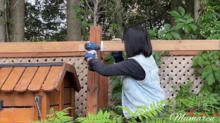 DIY fence//第一次 ❗️一个人❗️建前/后/侧院围栏 3年‼️//《外面的世界》彻底释放了我内心的无奈,,,,,