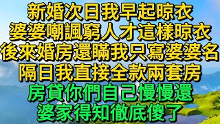 新婚次日我早起晾衣，婆婆嘲諷窮人才這樣晾衣，後來婚房還瞞我只寫婆婆名，隔日我直接全款兩套房，房貸你們自己慢慢還，婆家得知徹底傻了 | 柳梦微语