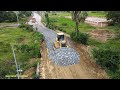 So Cool Driver Bulldozer Pushing Gravel Making New Road & Dump truck Unloading Gravel