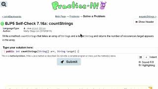Java Practice It | Self-Check 7.16a: countStrings | arrays, syntax, array basics