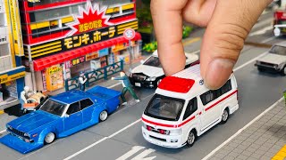 【総集編】大人がハマる1/64スケールのミニチュアの世界　救急車パトカー緊急走行　car crash stop motion