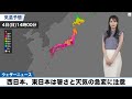 【8月4日 日 の天気予報】西日本、東日本は暑さと天気の急変に注意