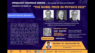 Nobel Prize Talk | Special FriQuant Seminar | Dr. Syamsundar De | IIT Kharagpur