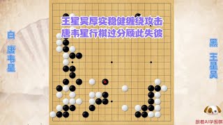 围棋： 王星昊厚实稳健、缠绕攻击，唐韦星行棋过分、顾此失彼