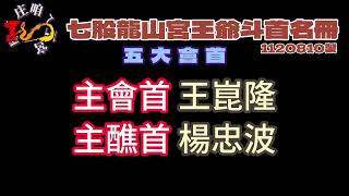 1120810七股龍山宮癸卯年「五朝祈安清醮暨水醮火醮」建醮委員會王爺斗首名冊