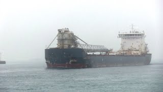 Algoma Innovator 198m Cargo Ship Down From A Foggy Lake Huron