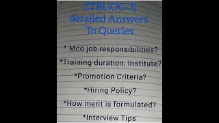 ZTBL(OG-3) Hiring policy/Promotion,Training,Merit criteria/Job role/salary and scale//guidancetips//