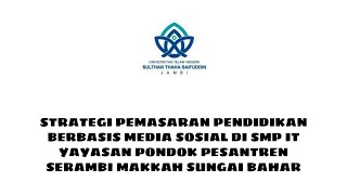 STRATEGI PEMASARAN  PENDIDIKAN BERBASIS MEDIA SOSIAL