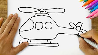 How to Draw a Helicopter? VERY EASY Helicopter Drawing - Easy Step-by-Step Drawings