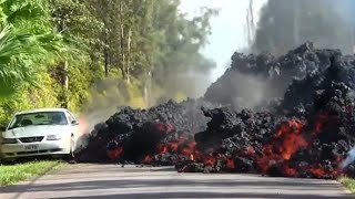 dramatic timelapse footages shows lava englulfing car in Hyderabad #santjoshneto