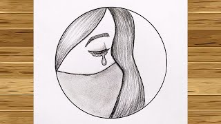 Crying girl drawing | Circle drawing for beginners | Circle drawing girl | Barbie drawing |
