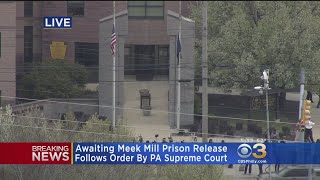 Crowd Gathers, Awaiting Meek Mill Prison Release