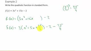 Convert Quadratic Equation To Standard Form Example 2