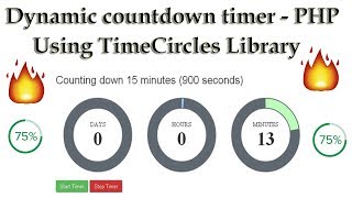 🔴 Dynamic countdown timer - PHP using TimeCircles Library 🔥🔥
