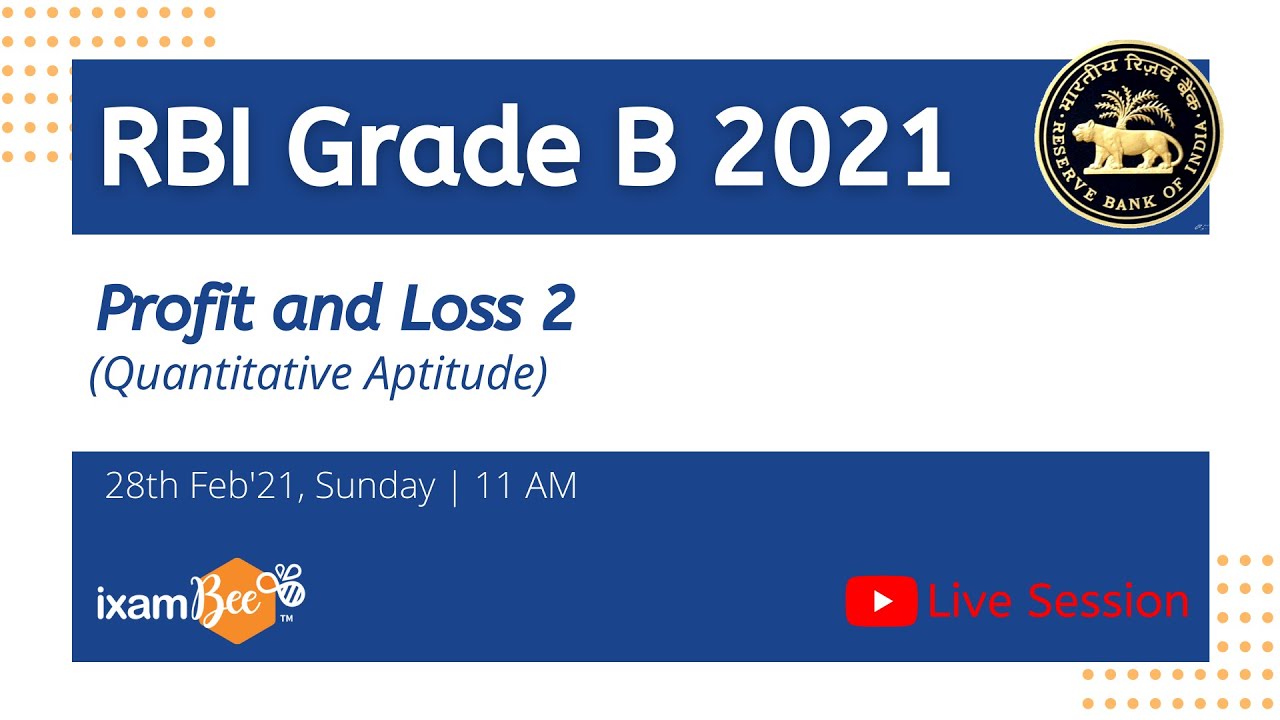 RBI Grade B | Phase 1 - Quant : Profit & Loss 2 - YouTube