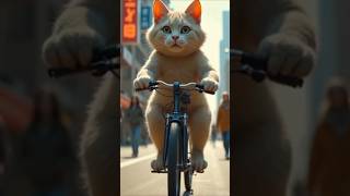 Cute cat riding a bicycle #ai #ai generation#viralvideo