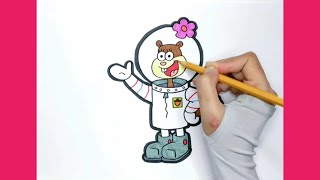 How To Draw Sandy From Spongebob Step by step and Color it | Mommy's Drawing Art