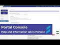 Portal Console Setup | Help and information tab in portal 2