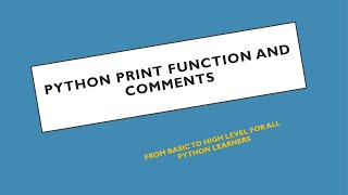#2 Python Tutorial for Beginner's || Print Function and Comments