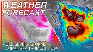 A Strong Tropical Low is Rapidly Developing Offshore from Queensland with Heavy Rainfall Forecast