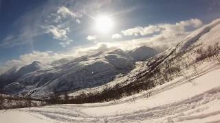 Freeride snowboarding in Norway Strandafjellet, amazing view, gopro edit