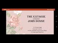 the ecstasy by john donne i english literature i16th century literature i metaphysical poetry