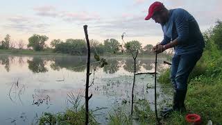 pesca de carpa GIGANTE con carrete y linea de mano!!