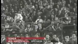 ECC 1957-58. Semi-finals. AC Milan - Manchester United. Highlights.