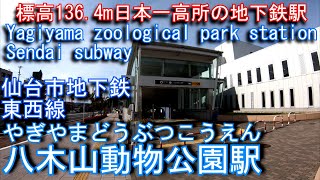 【標高136.4m日本一高所の地下鉄駅】八木山動物公園駅に潜ってみた　仙台市地下鉄東西線　 Yagiyama zoological park station