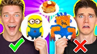 PANCAKE ART CHALLENGE!!! Learn How To Make Minions Spiderman & Fidget Spinner ou