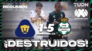 Resumen y goles | Pumas 1-5 Santos | Liga Mx Apertura 22 -J10 | TUDN