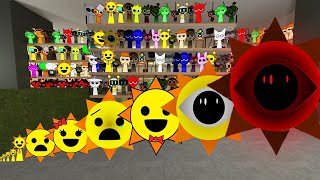 All the Sizes Of Nightmare Sprunki Mr. Sun want me to help them in Gmod