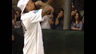 Chris Brown Singing LOYAL At His \u0026 Quincy's Kick Ball Game