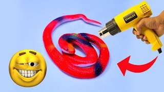 Experiment: 600 degree Heat Gun vs Rubber Toy Snake || Experiment 24