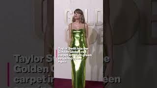 Taylor Swift hits Golden Globes 2024 red carpet in glam green sequined gown #shorts